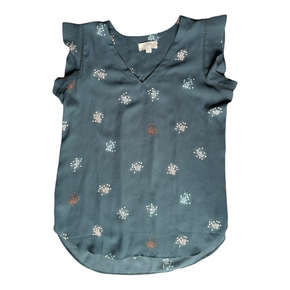 LOFT Blue Blouse with Floral Pattern